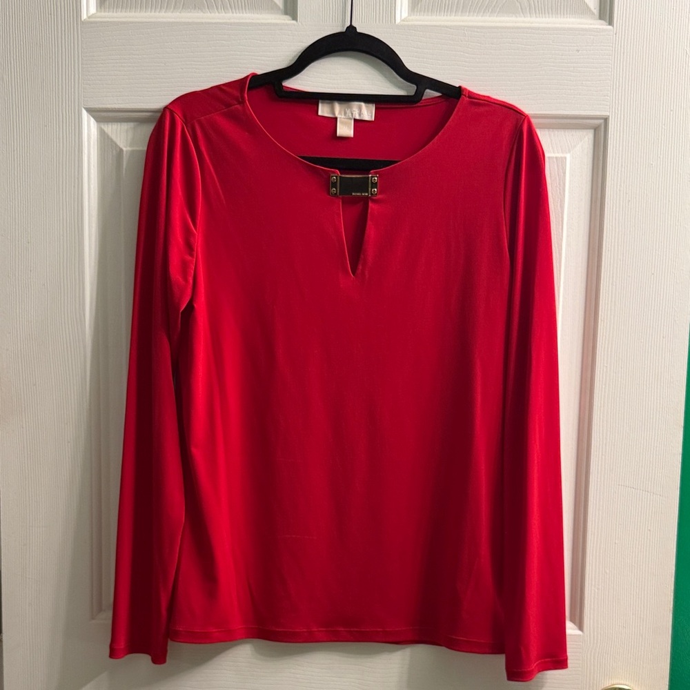 Michael Kors Red Long Sleeve Blouse